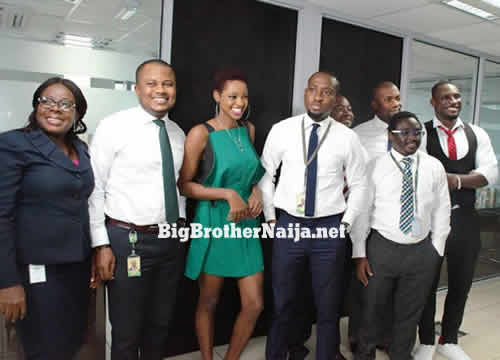 Evicted Housemates Ahneeka And Angel Hang Out With Heritage Bank Staff